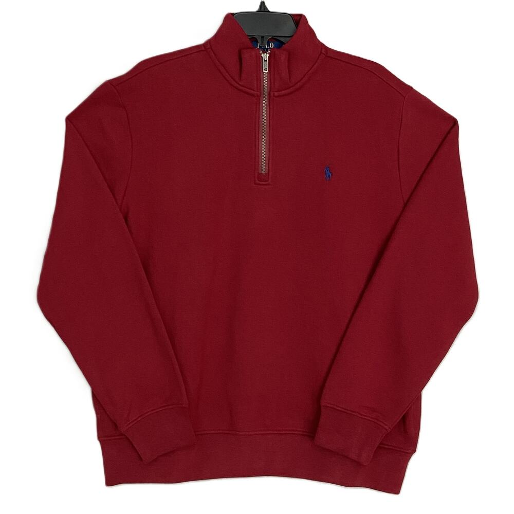 Polo by Ralph Lauren Red Quarter-Zip Sweatshirt with Navy Pony